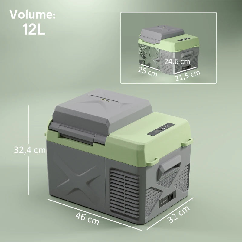 Nancy's Sossano Elektrische Koelbox - Koeler - Campingkoelbox - LED-Display - Grijs / Groen - 12 Liter