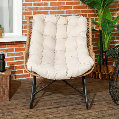 Nancy's Samone Loungestoel - Tuinstoel - Buitenstoel - Kaki - Rotan - ± 75 x 100 x 90 cm