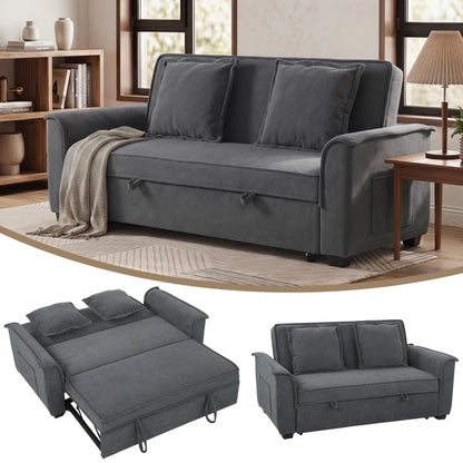 Nancy's Spresiano Slaapbank - Ligbank - Logeerbed - Grijs / Zwart - Chenille Look