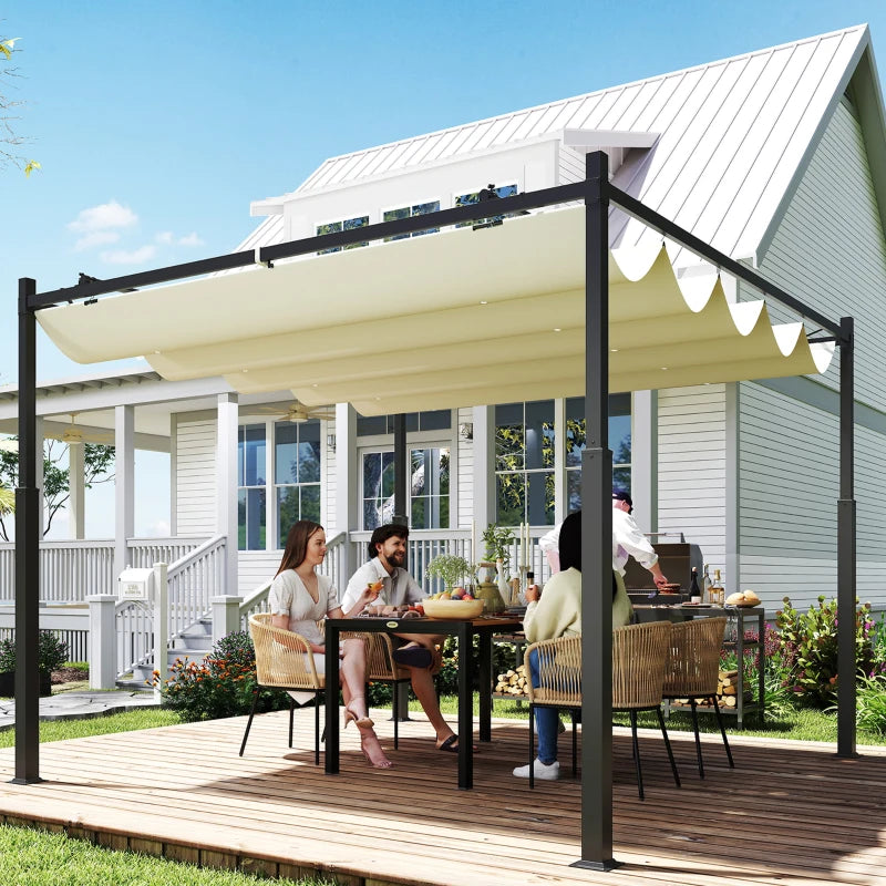 Nancy's Sulzano Pergola - Tuinpaviljoen - Uitschuifbare luifel - UV-Bescherming - Crèmewit - ± 300 x 300 x 230 cm