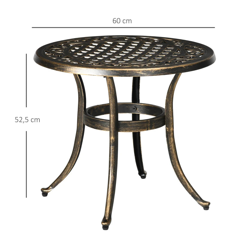 Nancy's Roncobello Balkontafel - Bijzettafel voor buiten - Tuintafeltje - Brons - Aluminium - Ø 60 x 52,5 cm
