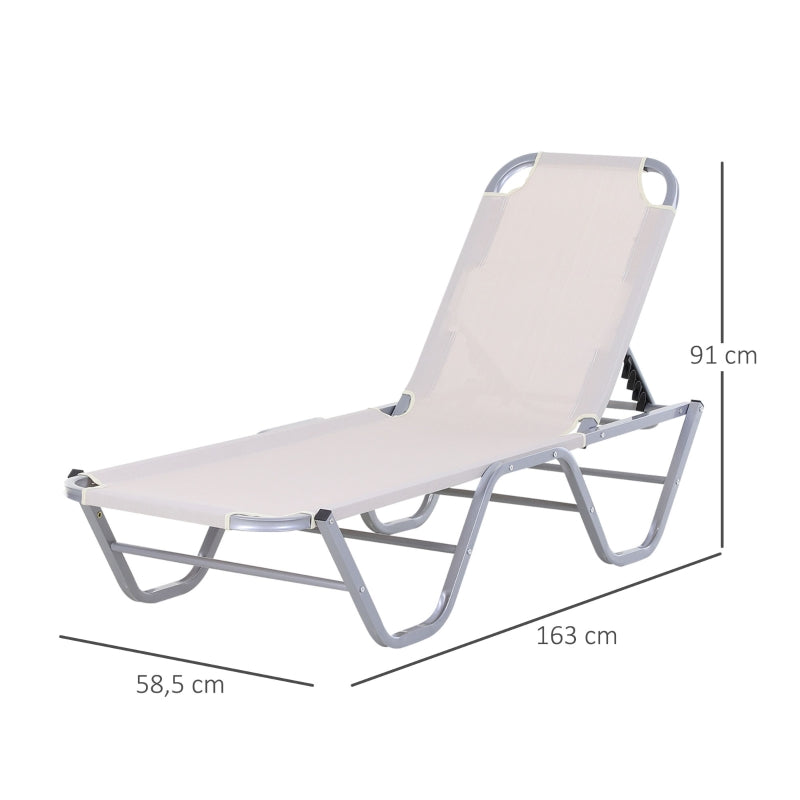 Nancy's Rough Mile Lounger - Lit lounge - Chaise longue - Crème, Argent - Aluminium