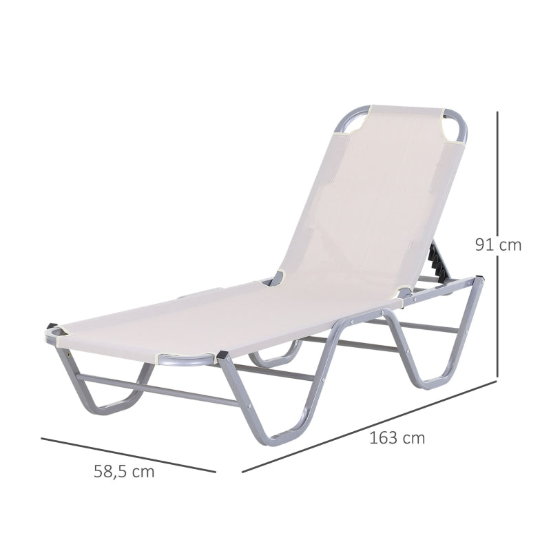 Nancy's Rough Mile Ligstoel - Loungebed - Ligbed - Crème, Zilver - Aluminium