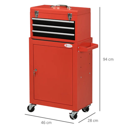 Nancy's Nembro Gereedschapskist - Gereedschapswagen - Werkplaatswagen - Rood - Staal - ± 45 x 30 x 95 cm