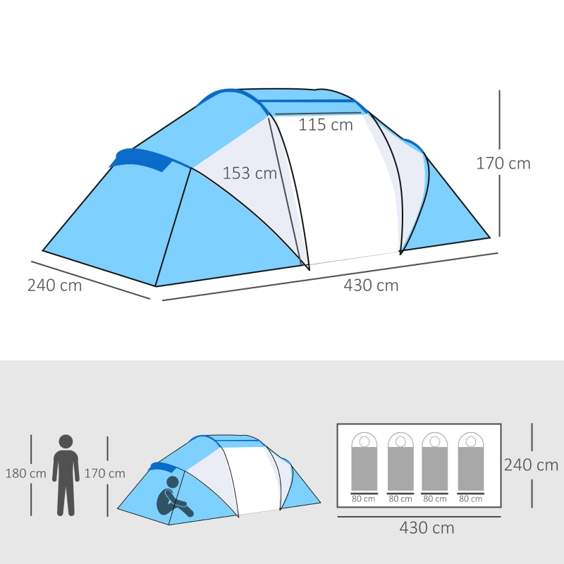 Nancy's Cristo Rey Kampeertent - Camping tent - Blauw - 430 x 240 x 170 cm