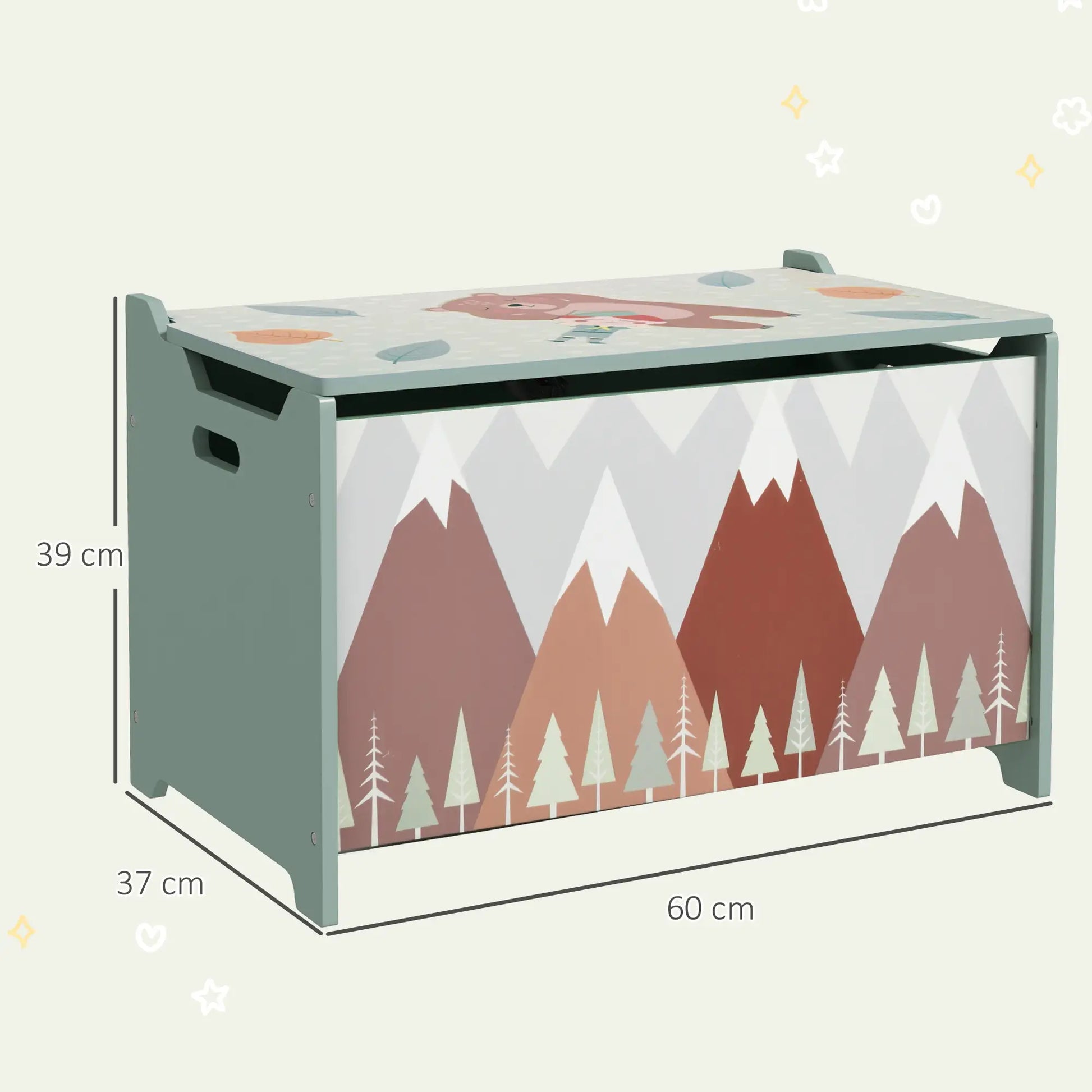 Nancy's Carinhos Kinderkast - Opbergkist - Speelgoedkist - Groen - ± 60 x 35 x 40 cm