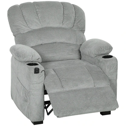 Nancy's Tassullo Elektrische Fauteuil - Relaxfauteuil - Relaxstoel - Kantelbaar - Grijs - Fluweel