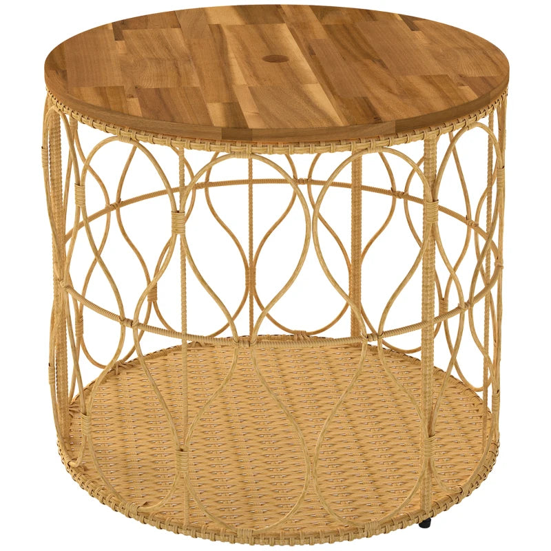 Nancy's Selvino Balkontafel - Tuintafel - Bohemian Bijzettafel - Acaciahout / Rotan - Ø 50 x 47,5 cm