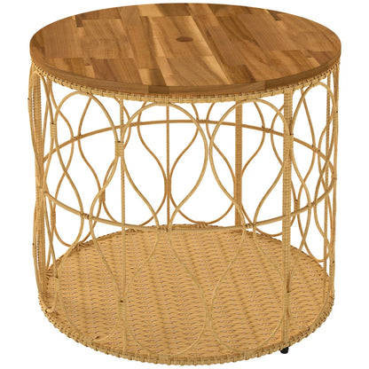 Nancy's Selvino Balkontafel - Tuintafel - Bohemian Bijzettafel - Acaciahout / Rotan - Ø 50 x 47,5 cm