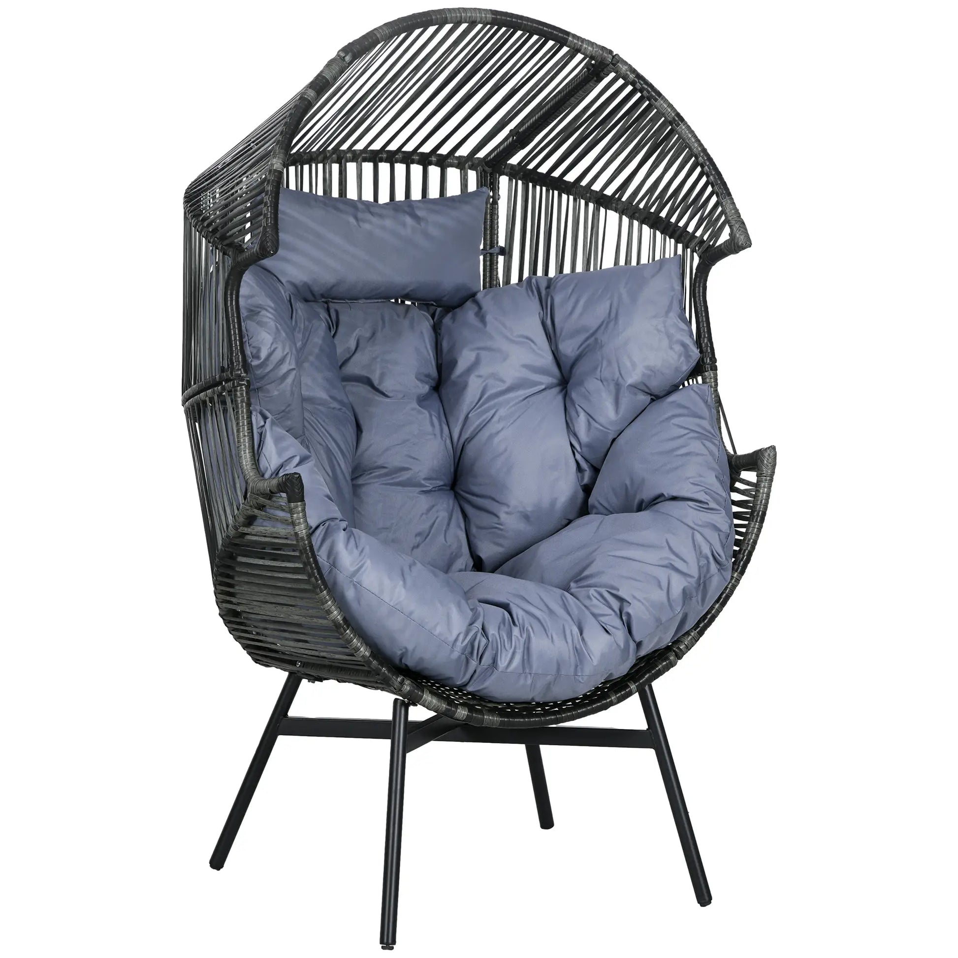 Nancy's Corato Loungestoel - Ei Stoel - Tuinstoel - Grijs / Zwart - Rotan