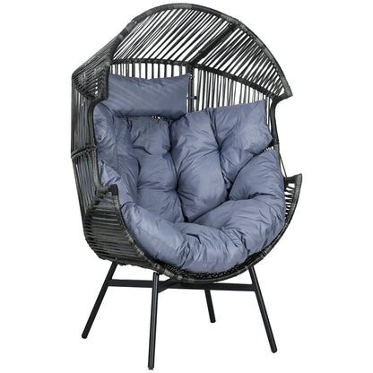 Nancy's Corato Loungestoel - Ei Stoel - Tuinstoel - Grijs / Zwart - Rotan