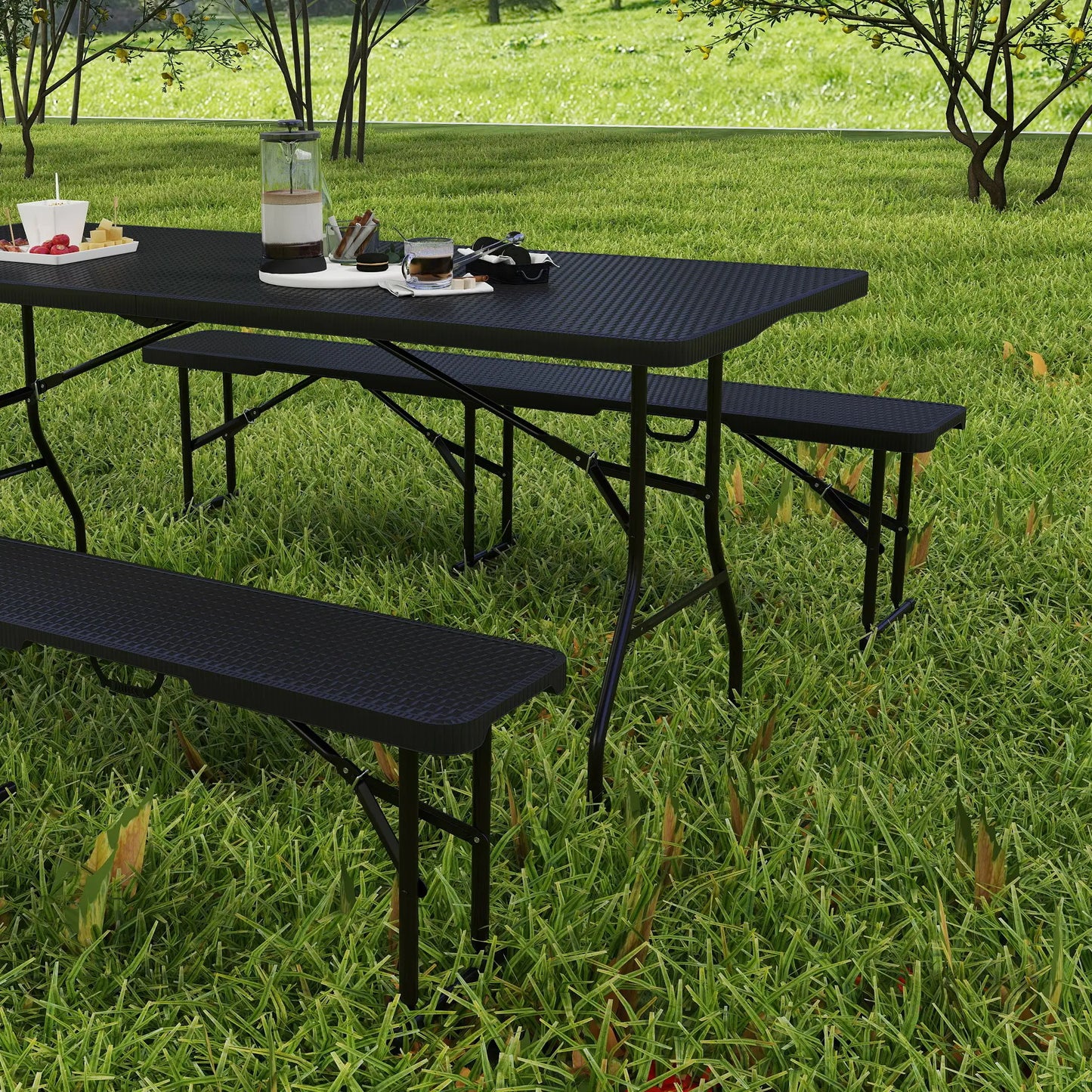 Nancy's Fauglia Picknicktafel - Campingtafel - Inklapbaar - Zwart / Bruin