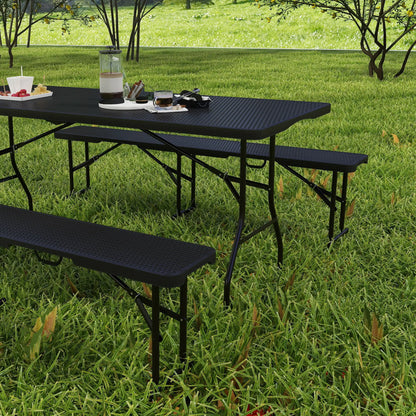 Nancy's Fauglia Picknicktafel - Campingtafel - Inklapbaar - Zwart / Bruin