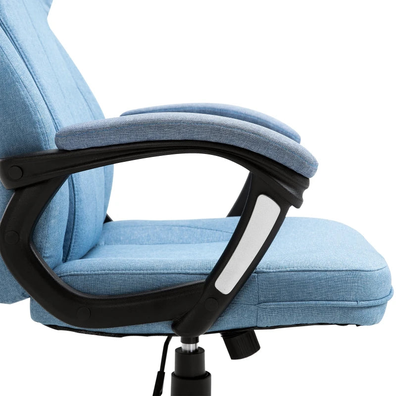 Nancy's Traves Bureaustoel - Kantoorstoel - Draaibaar - Ergonomische rugleuning - Blauw - Linnen