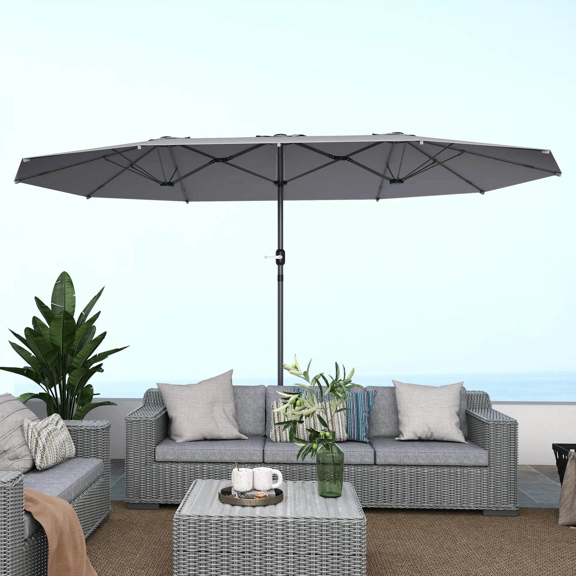 Nancy's Ciconicco Parasol - Tuinparasol - UV-bescherming - Grijs - ± 435 x 260 cm
