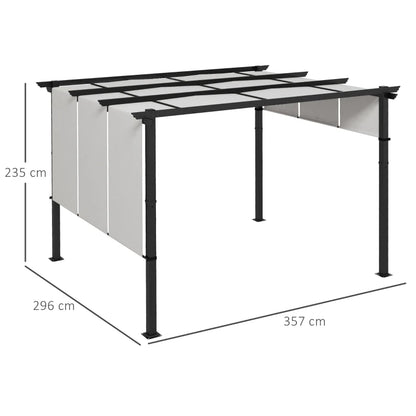 Nancy's Sulden Pergola - Tuinpaviljoen - Terrasoverkapping - Uitschuifbaar pergoladak - Grijs - ± 355 x 295 x 235 cm