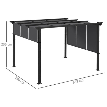 Nancy's Supino Pergola - Tuinpaviljoen - Uitschuifbaar zonnedak - Grijs - ± 355 x 295 x 235 cm