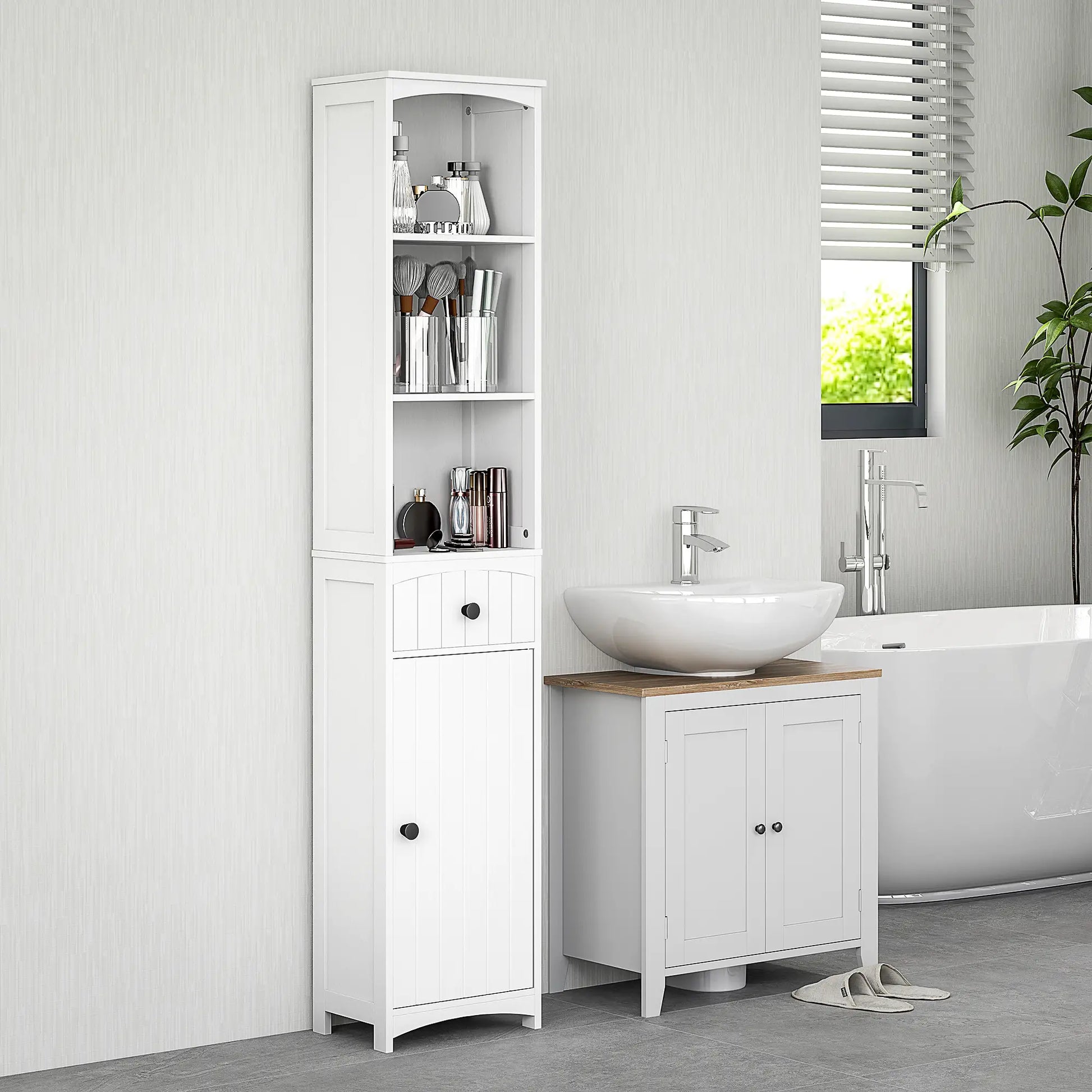 Nancy's Castelli Badkamerkast - Badkamermeubel - Wit - ± 35 x 25 x 170 cm