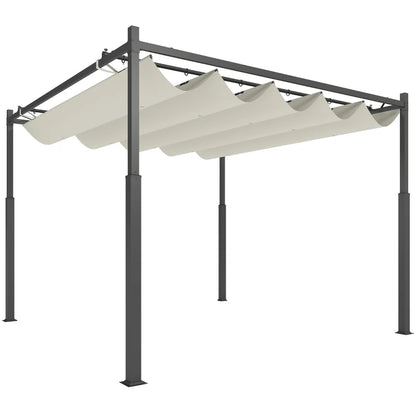 Nancy's Sulzano Pergola - Tuinpaviljoen - Uitschuifbare luifel - UV-Bescherming - Crèmewit - ± 300 x 300 x 230 cm