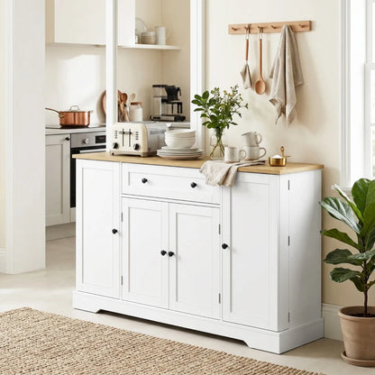 Nancy's Teglio Keukenkast - Opbergkast - Voorraadkast - Dressoir - Wit / Eiken - ± 140 x 40 x 85 cm