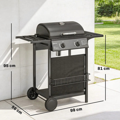 Nancy's Sedrina Gasbarbecue - BBQ - Barbecue op wielen - Thermometer - Tweezone-temperatuurregeling - Zwart
