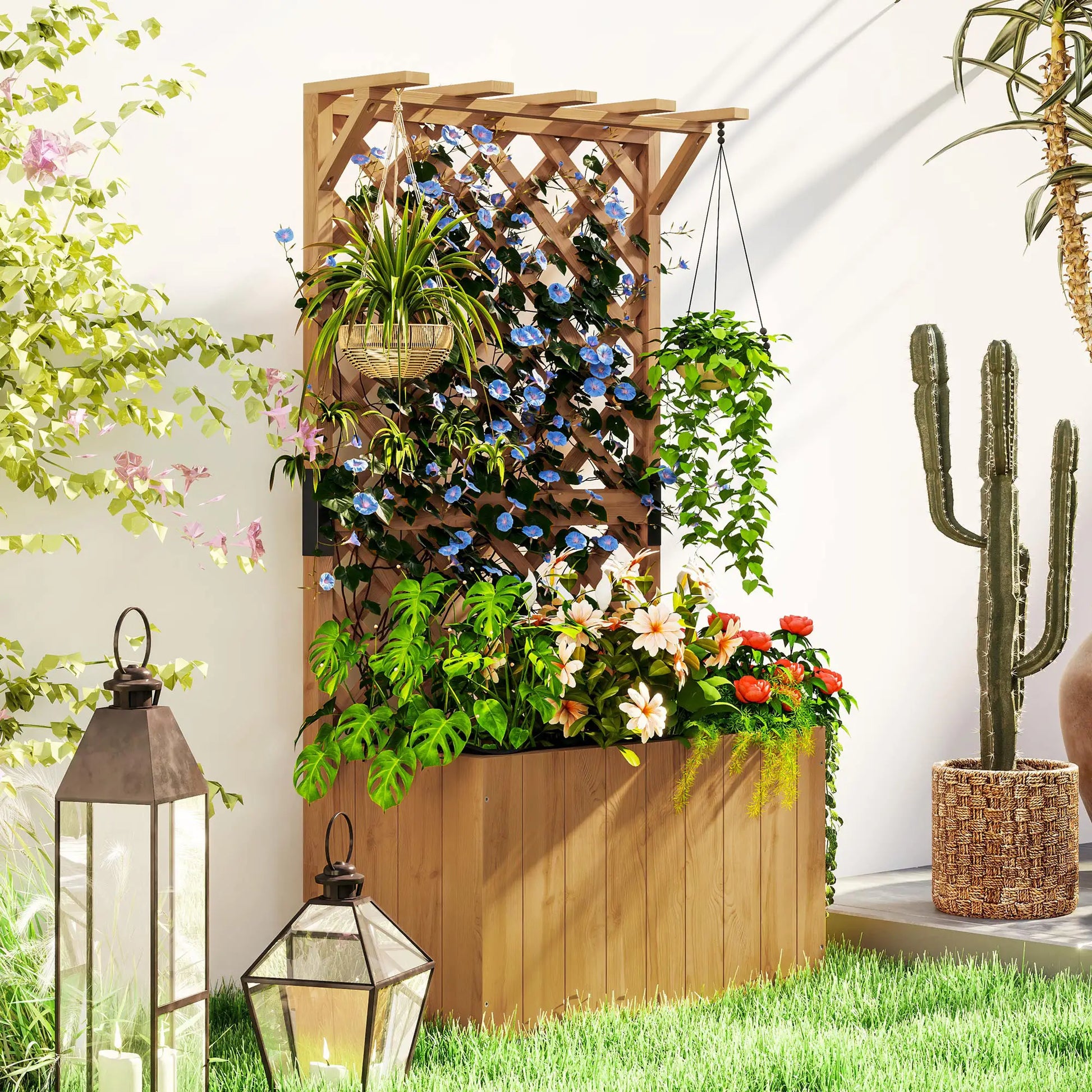 Nancy's Chiusi Plantenbak - Plantenrek - Plantenbed - Dennenhout - ± 65 x 35 x 120 cm