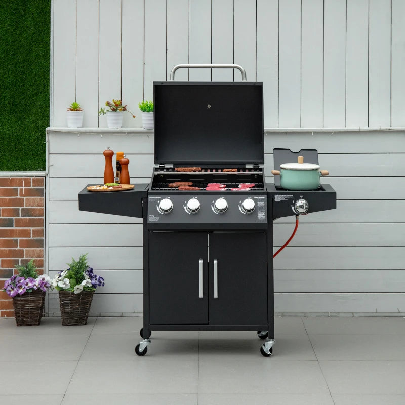 Nancy's Gamil Barbecue - BBQ - Grill - Gas BBQ - 4 Branders - Zwart - Staal