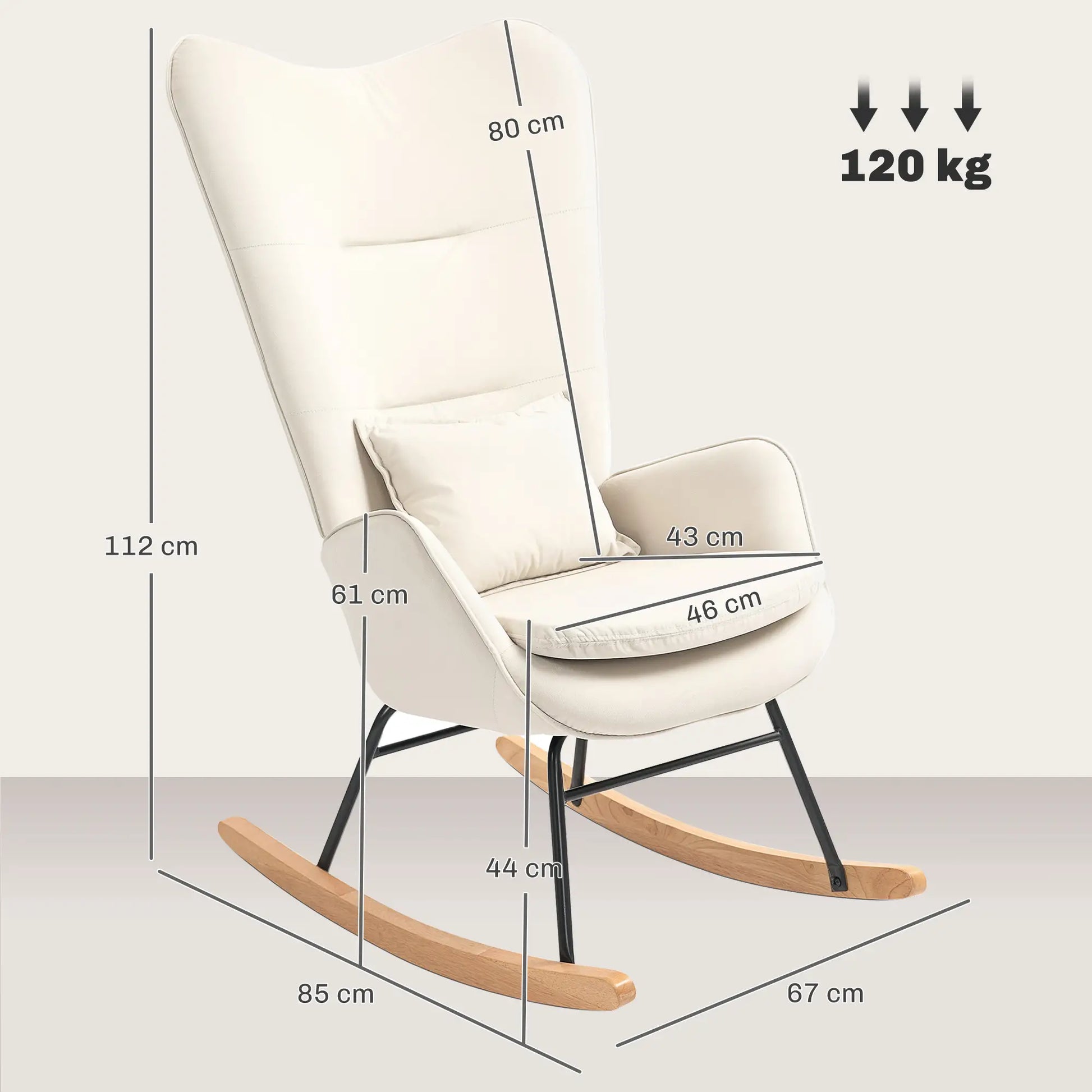 Nancy's Vermoil Schommelstoel - Relaxstoel - Loungestoel - Roomwit - Fluweel