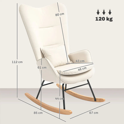 Nancy's Vermoil Schommelstoel - Relaxstoel - Loungestoel - Roomwit - Fluweel