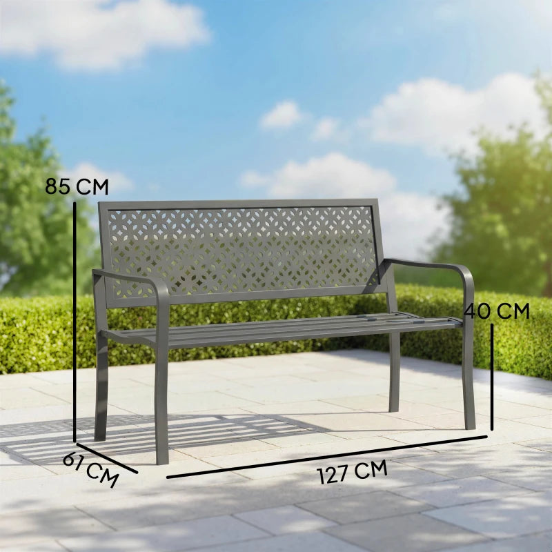 Nancy's Renon Tuinbank - Parkbank - Balkonbank - Grijs - Staal - ± 125 x 60 x 85 cm