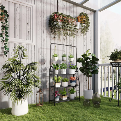 Nancy's Runa Plantenrek - Plantenstandaard - Bloemenstandaard - Zwart - Staal - ± 75 x 25 x 135 cm