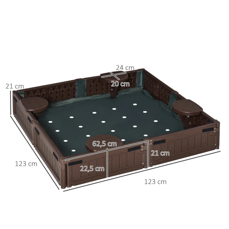 Nancy's Pombal Zandbak Met 4 Zitplaatsen - HDPE - ± 120 x 120 x 20 cm