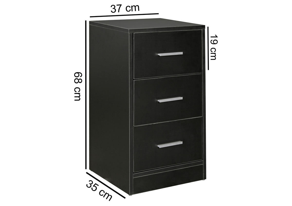 Second chance Wohnling FOGGIA Bedside table Black - Wooden chest of drawers