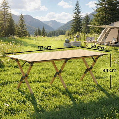 Nancy's Solesino Picknicktafel - Campingtafel - Kampeertafel - Eiken - Aluminium - ± 115 x 60 x 45 cm