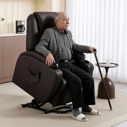 Nancy's Pomezia Sta op Stoel - Seniorenstoel - Relaxfauteuil - Opsta stoel - Donkerbruin - Kunstleer