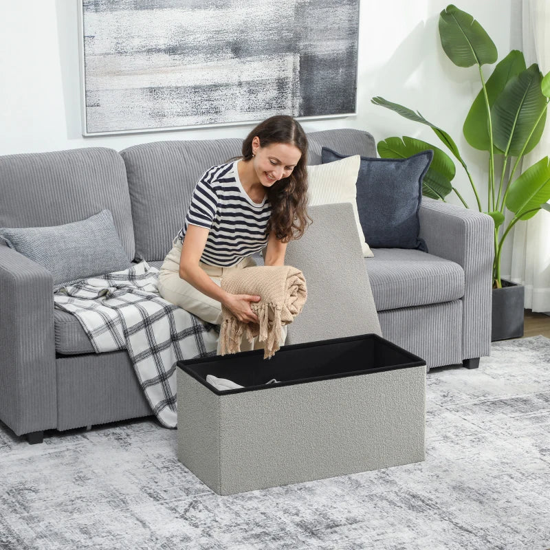 Nancy's Montescudo Opbergbank - Bankje met opbergruimte - Lichtgrijs - Fluweel - ± 75 x 40 x 40 cm