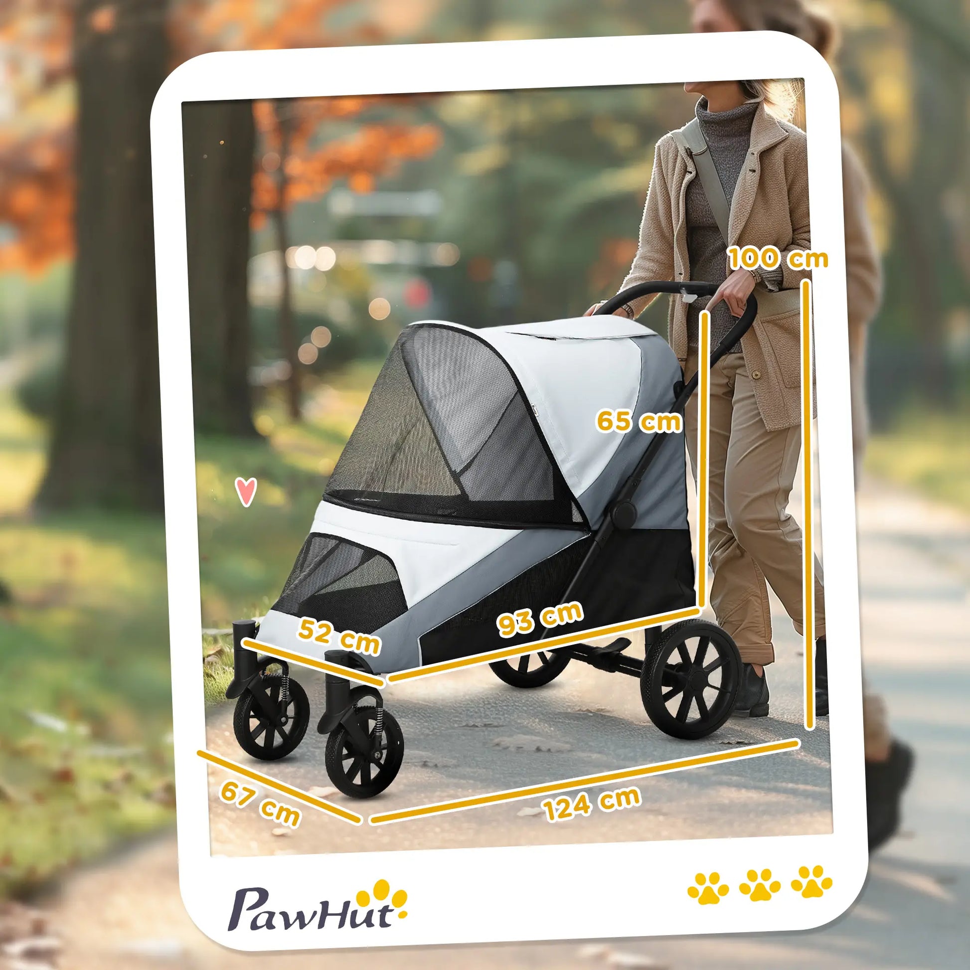 Nancy's Collesalvetti Reiswagen voor Huisdieren - Hondenbuggy - Kattenbuggy - Grijs