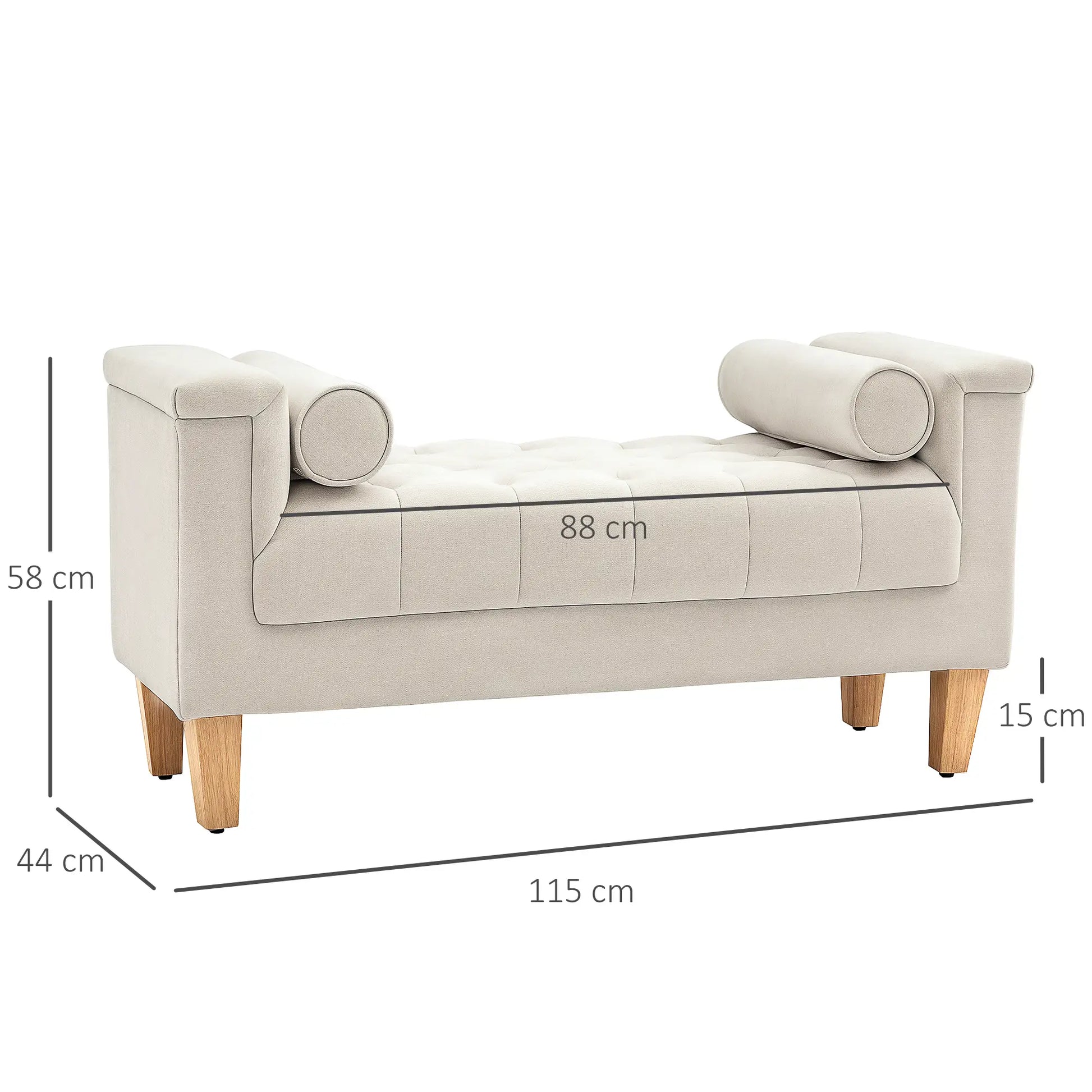 Nancy's Feteiras Bankje - Gangbankje - Zitbankje - Beige - Chenille - ± 1150 x 45 x 60 cm