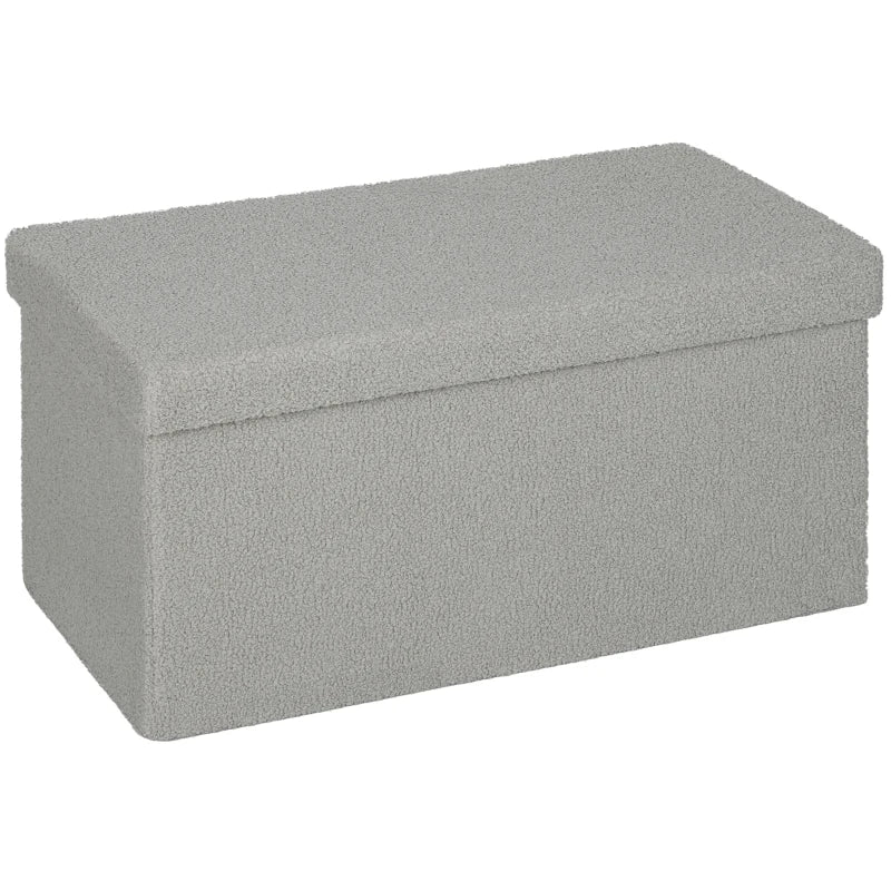 Nancy's Montescudo Opbergbank - Bankje met opbergruimte - Lichtgrijs - Fluweel - ±  75 x 40 x 40 cm
