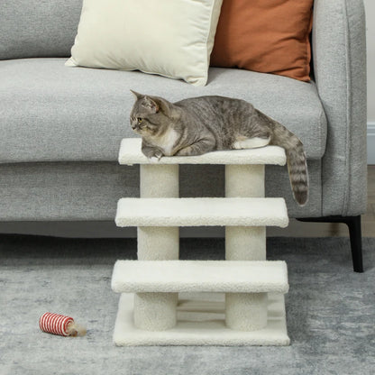 Nancy's Torno Kattentrap - Met 3 treden - Beige - Pluche - 45 x 35 x 34 cm