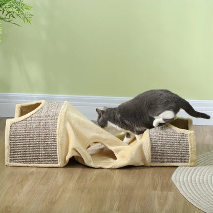 Nancy's Ossela Kattentunnel - Speeltunnel voor Katten - Kattenhuis - Beige - ± 105 x 40 x 30 cm