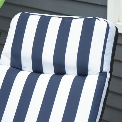 Nancy's Workhall 2x Klapstoel met Armleuning - Ligstoel opvouwbaar - Tuinstoel - Verstelbaar - Set van 2 - Blauw/Wit