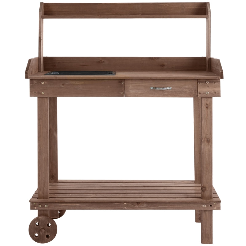 Nancy's Castilie Planting table - Garden work table - Work table - Brown - Pine wood - ± 90 x 45 x 120 cm