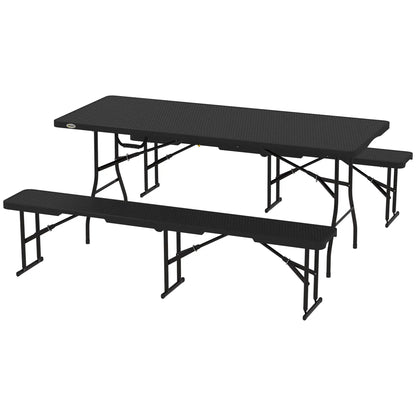 Nancy's Fauglia Picknicktafel - Campingtafel - Inklapbaar - Zwart / Bruin