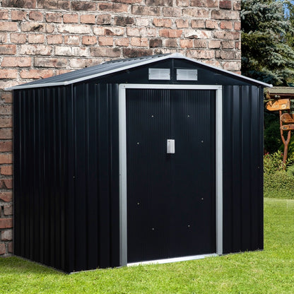 Nancy's Surrey Tool shed with sliding doors 2.13 x 1.30 x 1.85 cm metal charcoal gray 