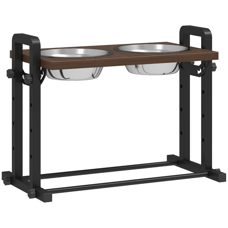 Nancy's Pescara Voerbank - Hondenvoerbak - Drinkbak - In hoogte verstelbaar - Zwart / Bruin - ± 50 x 25 x 35 cm