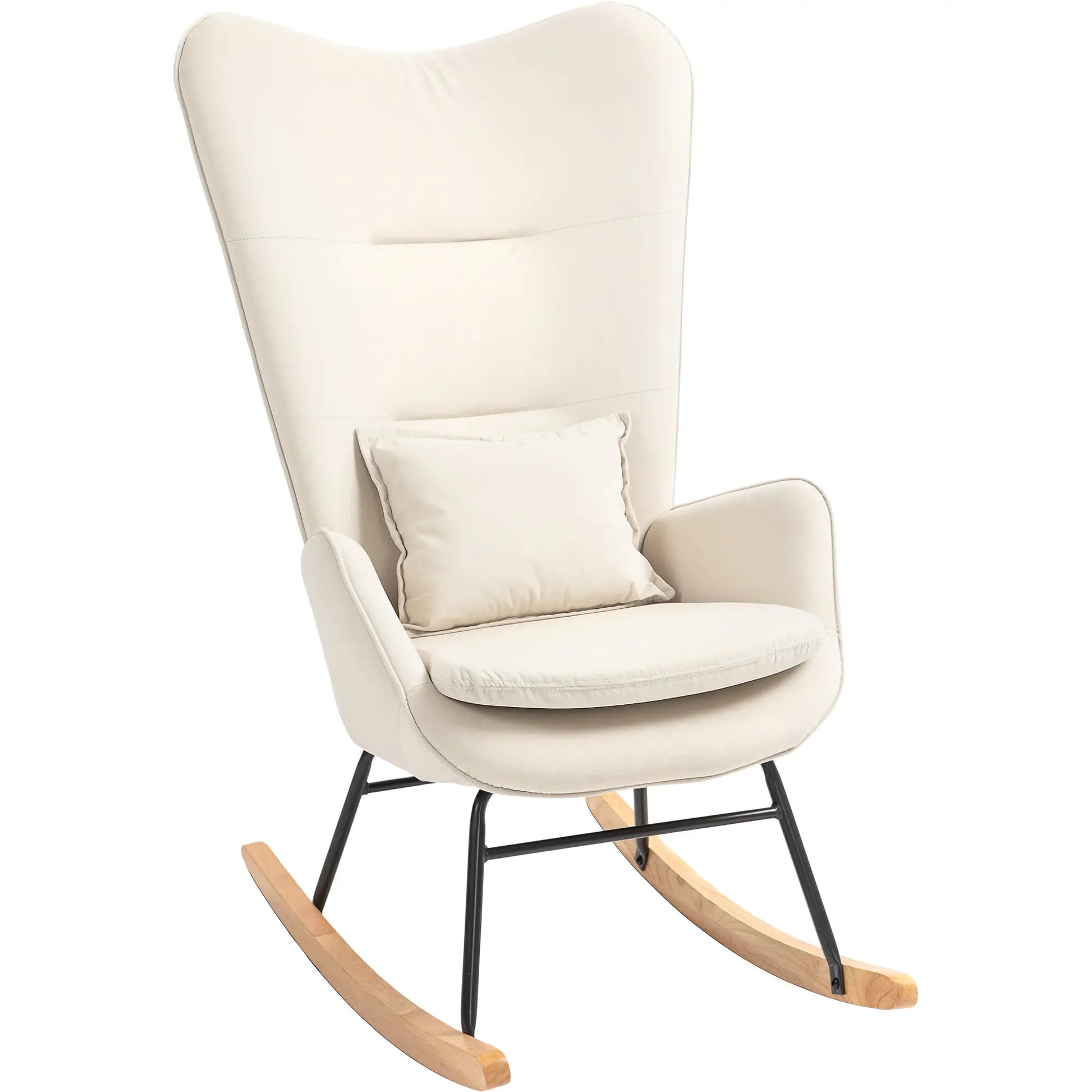 Nancy's Vermoil Schommelstoel - Relaxstoel - Loungestoel - Roomwit - Fluweel