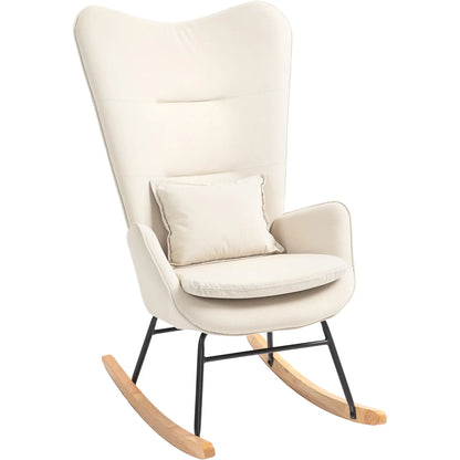 Nancy's Vermoil Schommelstoel - Relaxstoel - Loungestoel - Roomwit - Fluweel