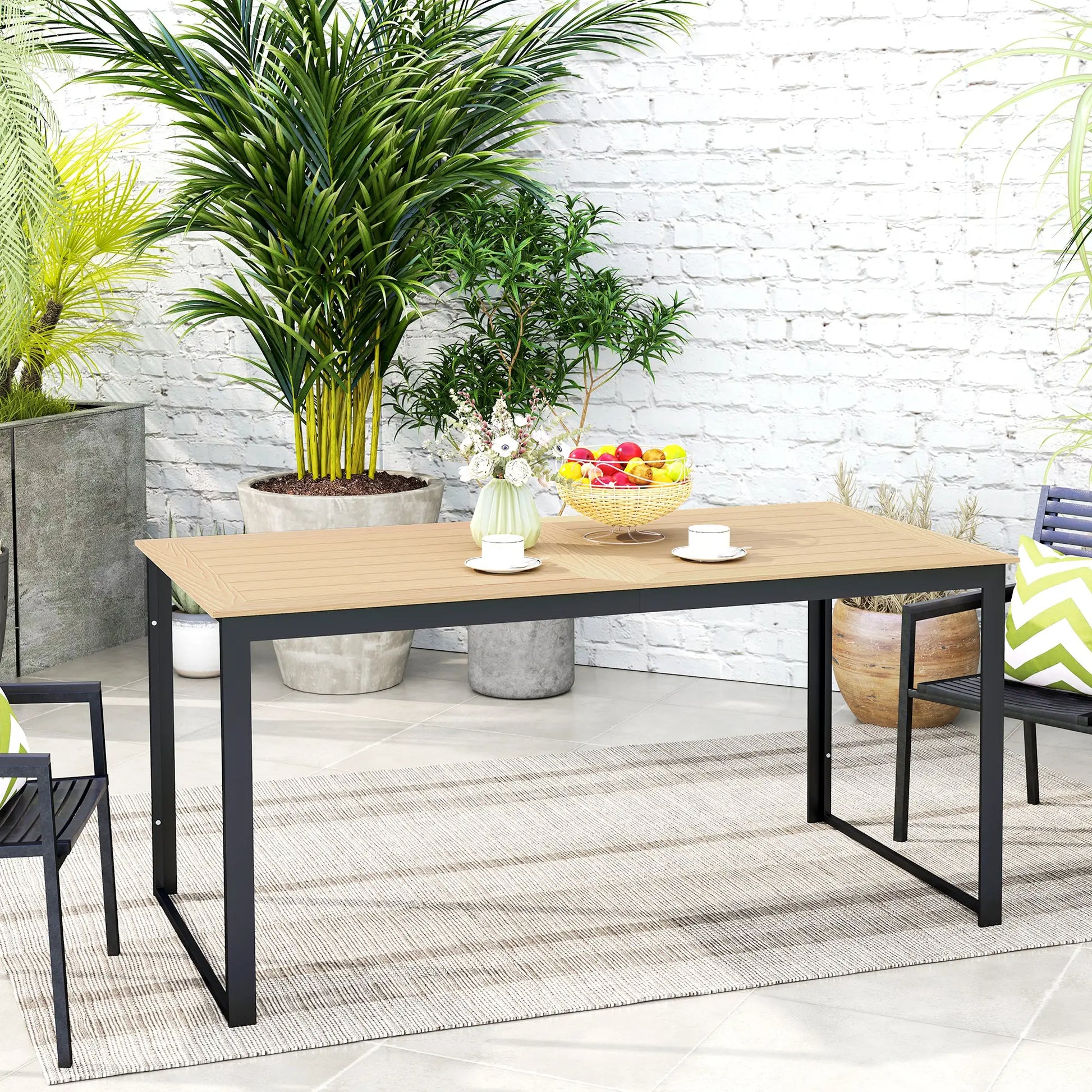 Nancy's Cornedo Tuintafel - Terrastafel - Eettafel voor Buiten - Teak / Zwart - ± 160 x 80 x 75 cm