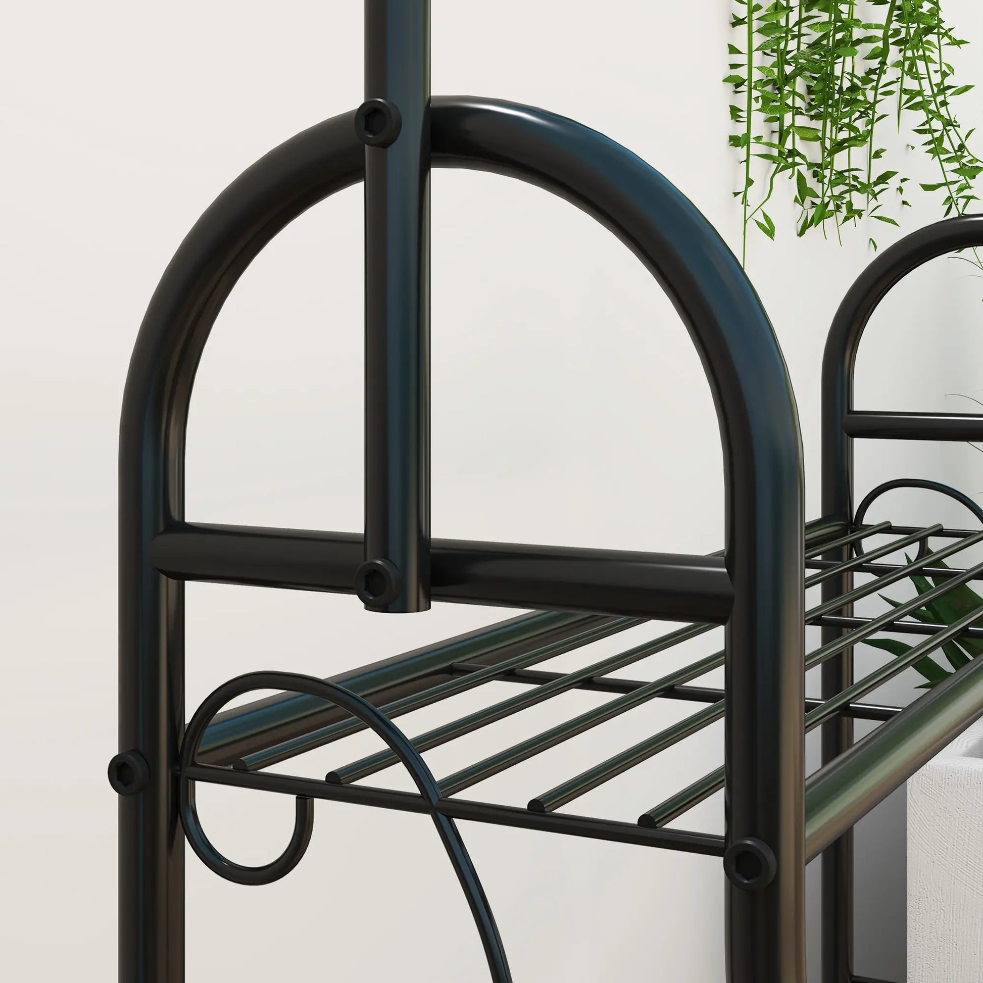 Nancy's Runa Plantenrek - Plantenstandaard - Bloemenstandaard - Zwart - Staal - ± 75 x 25 x 135 cm